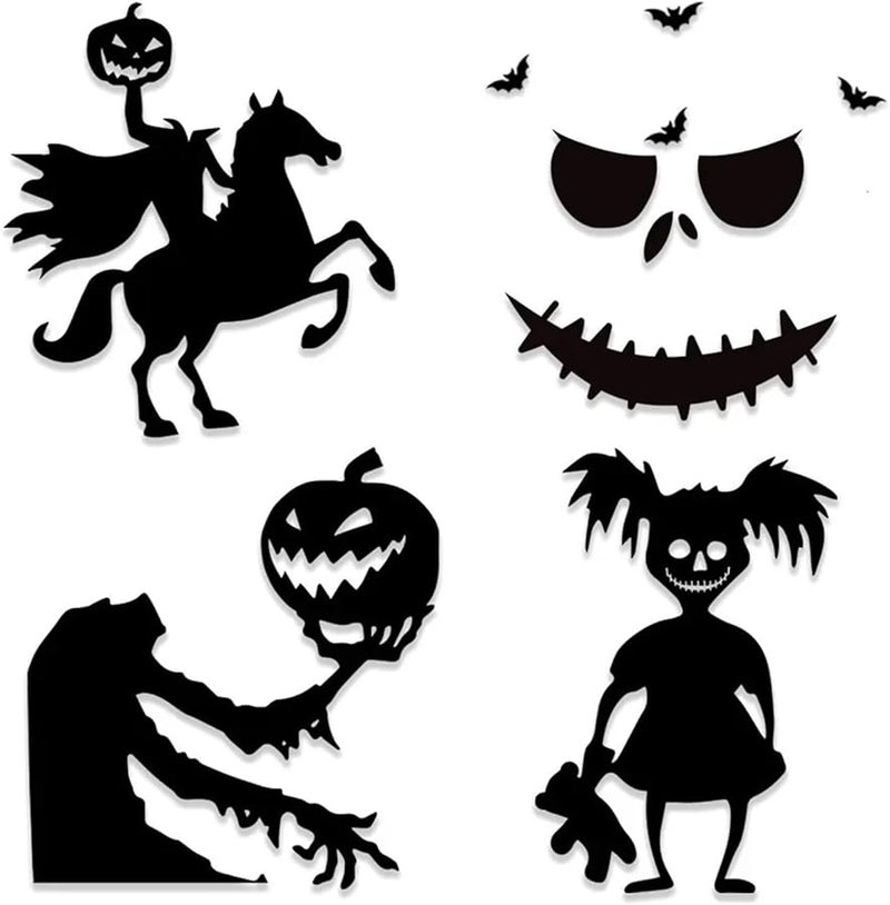 Black Ghost Window Clings 8pcs Halloween Door Wall Sticker Decoration Pumpkin Witch - Image 3